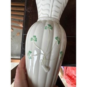 RARE Vintage Belleek Bone China Shamrock Vase. Made in Ireland 9"T